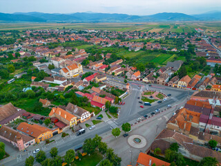 Sunset view of Romanian village Prejmer