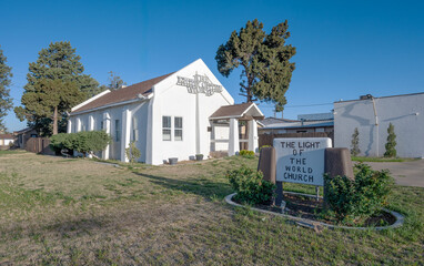 Fototapeta na wymiar Exterior of The Light of the World Church in Hobbs, New Mexico, USA