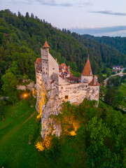 Sunset view of Bran castle in Romania