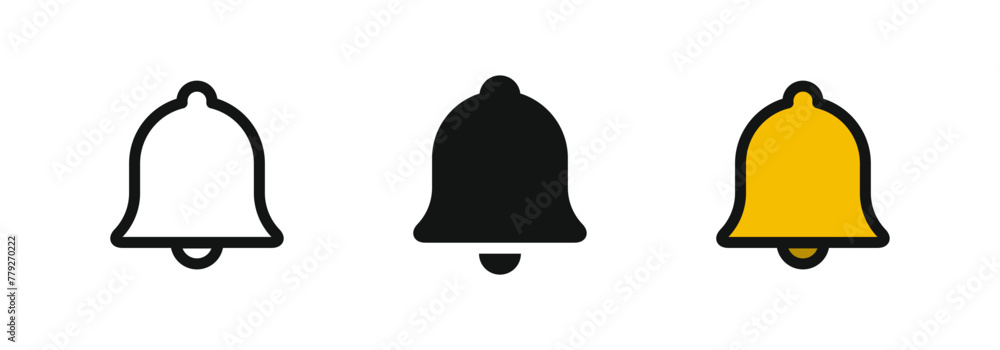 Poster notification bell icon set. alarm icon symbol collection , incoming inbox message sign logo. ringing