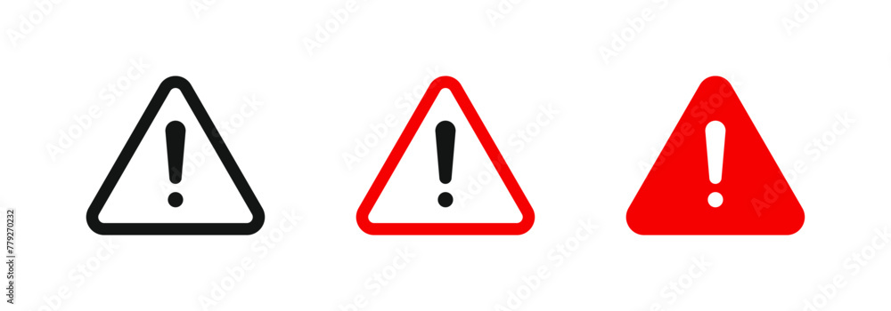 Aufkleber caution and attention icon set. danger and warning icon symbol collection , red exclamation mark ico