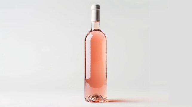 Rose wine bottle on white background