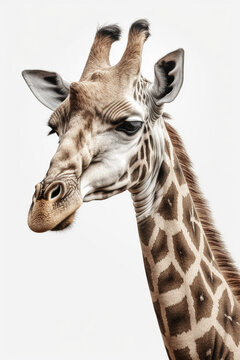 Giraffe, Baby Giraffe on White Background