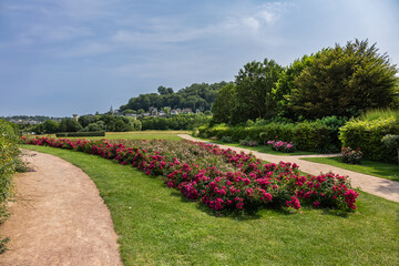 Famous People Garden (Jardin des Personnalites) landscaped garden/park in the town of Honfleur, Normandy, France. - 779270607