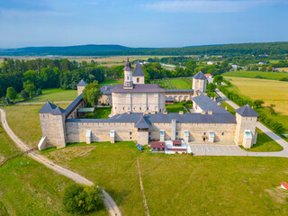 Dragomirna Monastery during a sunny day in Romania