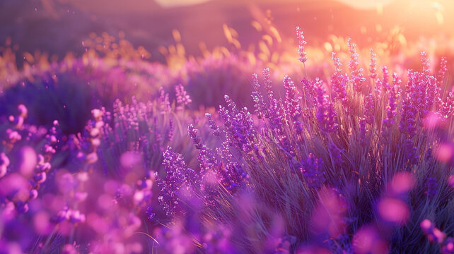 A vibrant field of lavender swaying in the gentle summer breeze.