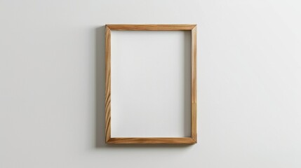 Blank portrait frame mockup. Minimalist wooden frame