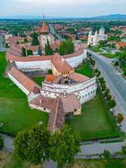 Sunset view of the Fortified Church in Prejmer, Romania