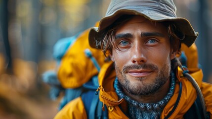 Close-up portrait of a hiker.