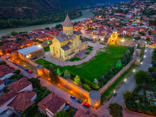 Obraz premium Sunrise view of Svetitskhoveli Cathedral at Mtskheta, Georgia