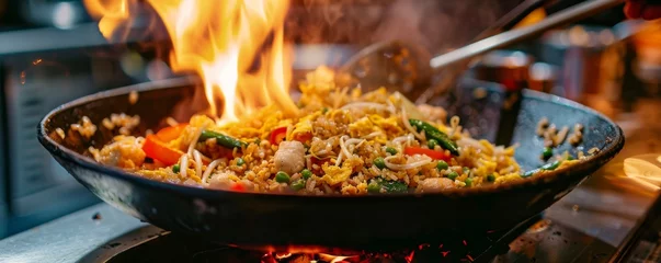Fotobehang Fried Rice wok tales © WARIT_S