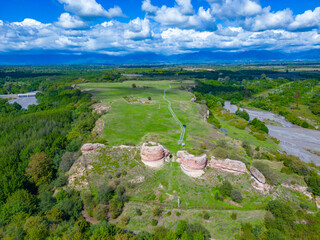 The ruins of the ancient city walls of Gabala in Azerbaijan