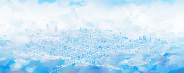 Fototapeta na wymiar Sky Blue and white pattern with a Sky Blue background map lines sigths and pattern with topography sights in a city backdrop