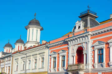 Naklejka premium Historical houses in Romanian town Cluj-Napoca