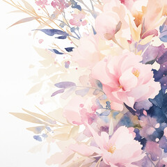 Elegant Watercolor Illustration of Blooming Flowers - 779275231