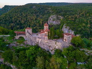 Fototapeta premium Sunset view of Motsameta monastery in Georgia