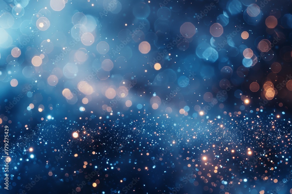 Poster enchanting blue hues with a defocused bokeh effect creating a calm and mystical abstract background,