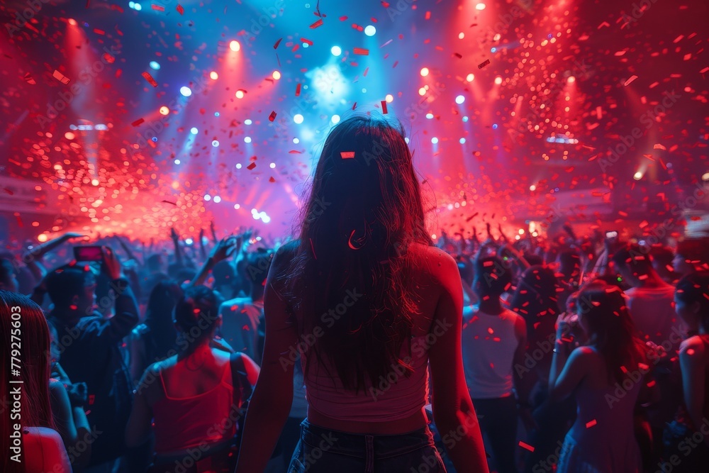 Aufkleber the energy of a live music concert is palpable with the illuminated crowd's participation, creating 