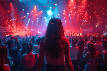 The energy of a live music concert is palpable with the illuminated crowd's participation, creating...