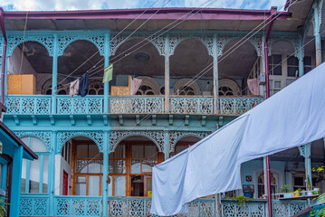 Traditional courtyard of residential houses in Tbilisi, Georgia