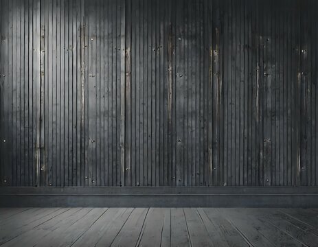 empty gray grunge wall with paneling. blank rustic interior background