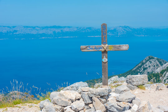 Cross on top of Saint Ilija mountain in Croatia