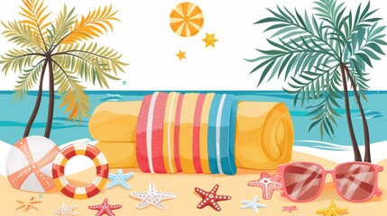 Beach towel clipart laid out for sunbathing