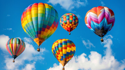Fototapeta na wymiar The vibrant colors of a hot air balloon festival filling the sky on a sunny day.