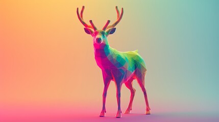 Abstract colorful deer with antlers