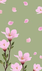 seamless pattern with pink flowers