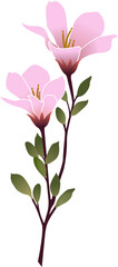Fototapeta na wymiar a sprig of pink flowers cartoon