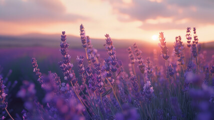 A serene lavender field stretching towards the horizon.