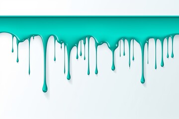 Teal paint dripping on the white wall water spill vector background with blank copy space for photo or text - obrazy, fototapety, plakaty