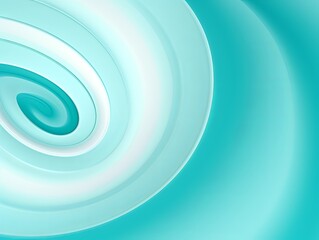 Turquoise background, smooth white lines, radians swirl round circle pattern backdrop with copy space for design photo or text