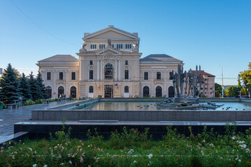 kinetic fountain and the palace of culture in Drobeta-Turnu Severin in Romania
