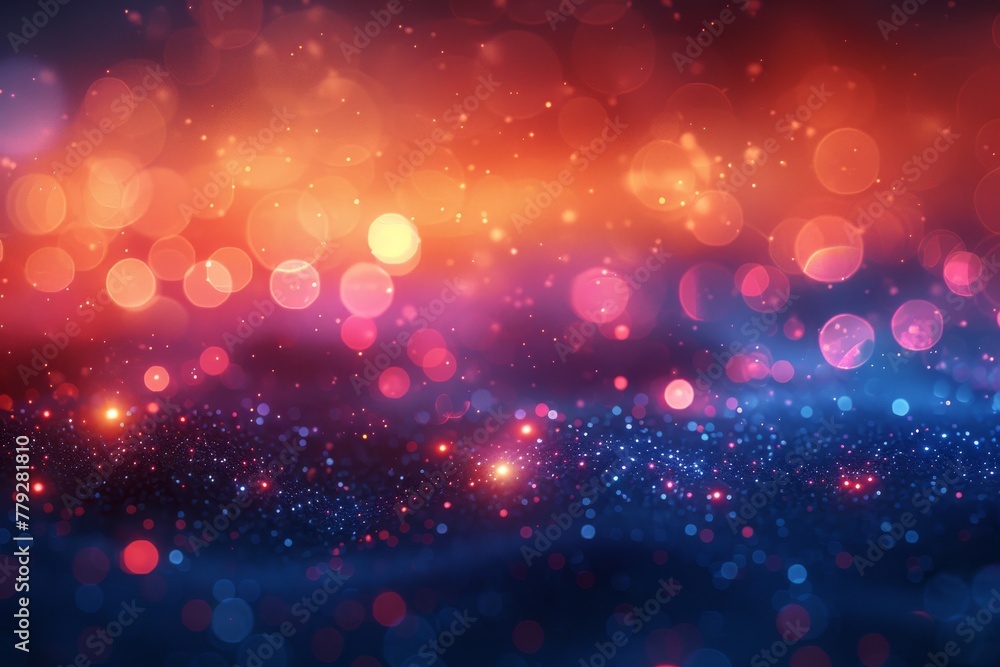 Poster a vivid background of overlapping red and blue bokeh lights creating a dynamic and energetic abstrac