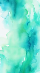 Turquoise watercolor light background natural paper texture abstract watercolur Turquoise pattern splashes aquarelle painting white copy space for banner design, greeting ca