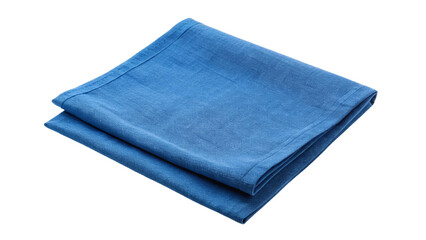 Blue folded towel isolated on transparent background.