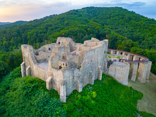 Panorama view of Neamt citadel in Romania
