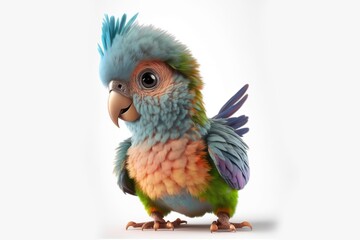 Fototapeta premium 3D furry forest animal with beautiful colors and white background. with Generative AI technology 