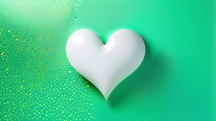 Whimsical White Hearts: Heart-Shaped Patterns on Green Background(Generative AI)