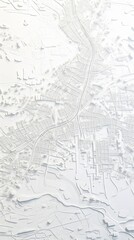 White and white pattern with a White background map lines sigths and pattern with topography sights in a city backdrop