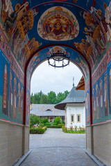 Naklejka premium Sihastria monastery during a cloudy day in Romania