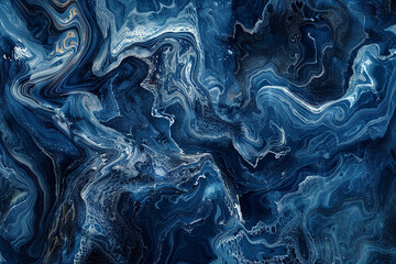 An infinite canvas of deep blue marble, with swirling patterns of lighter blue and white, mimicking the oceana??s depth and mystery. 32k, full ultra HD, high resolution
