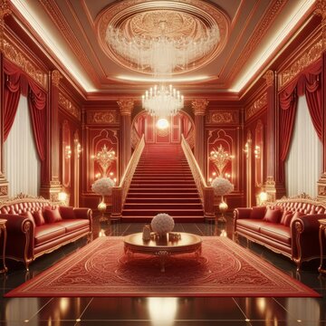 luxury hotel room in red tones - version 1
