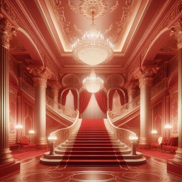 luxury hotel room in red tones - version 2