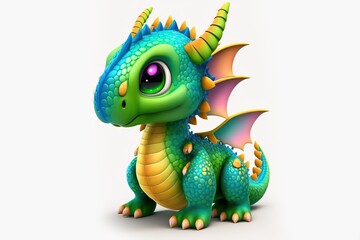 Fototapeta premium 3D furry forest animal with beautiful colors and white background. with Generative AI technology 