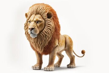 Obraz premium 3D furry forest lion with beautiful colors and white background. with Generative AI technology 