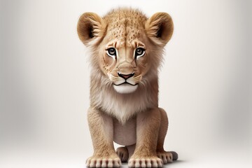 Obraz premium 3D furry forest lion with beautiful colors and white background. with Generative AI technology 