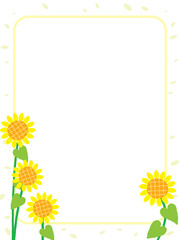Obraz premium Border background illustration with sunflower flowers